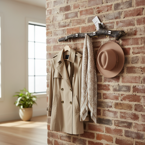 Hängare i naturligt trä i en hemma miljö