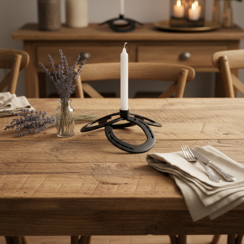 Handgjord ljusstake i metall med rustik design